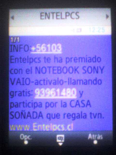 recibi un mensaje de texto