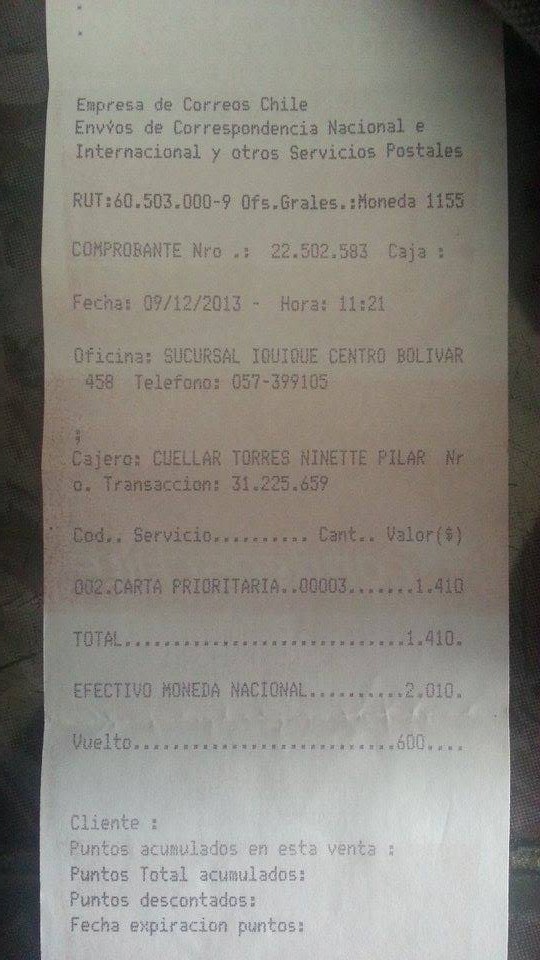 Correos De Chile - Perdida De Sobre No Dan Codigo De Envio 