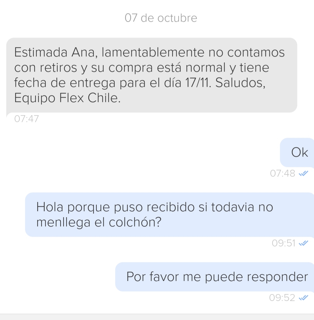 Flex Chile No Cumplen Con La Fecha De Entrega RECLAMOS.CL