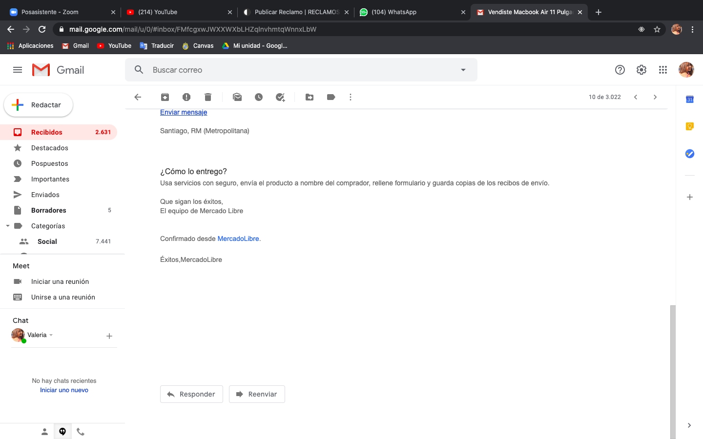 Mercado Libre - dinero de venta no recibido