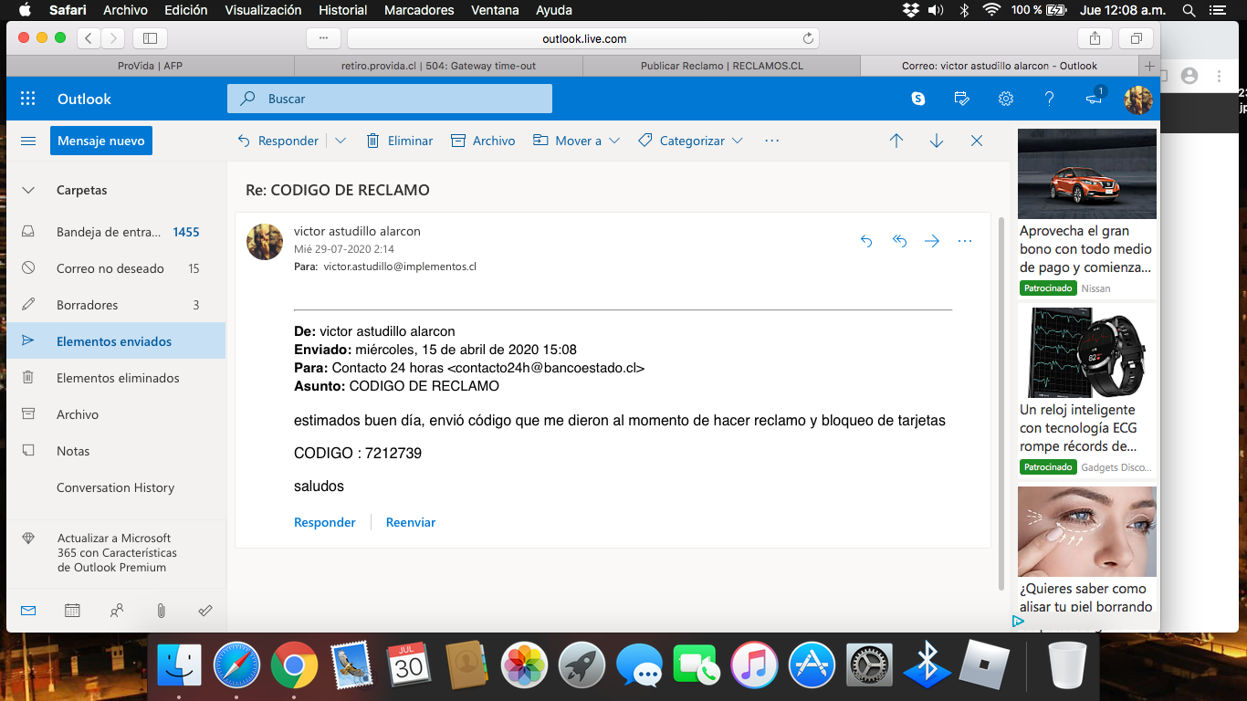 Banco Estado - estafa tarjeta de credito visa