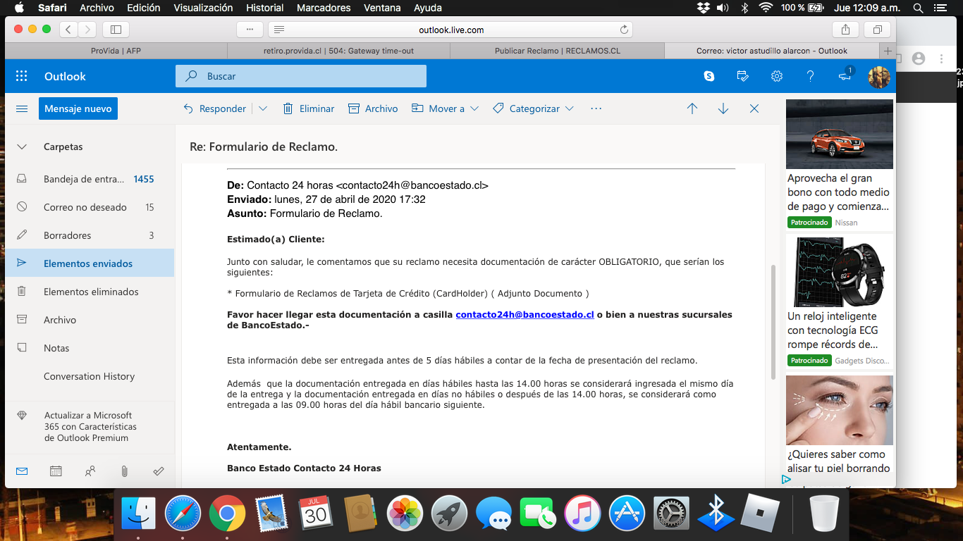 Banco Estado - estafa tarjeta de credito visa