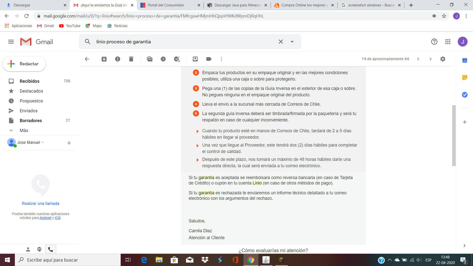Linio Chile - No dan solución a producto con garantía