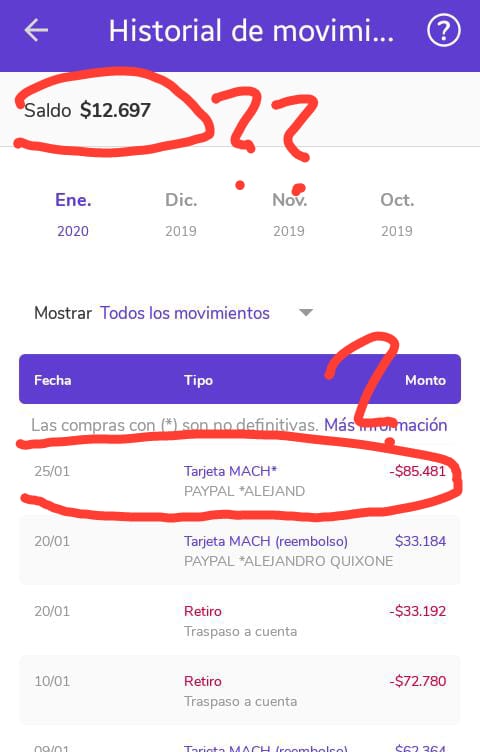 mach - transferencia incorrecta a mach
