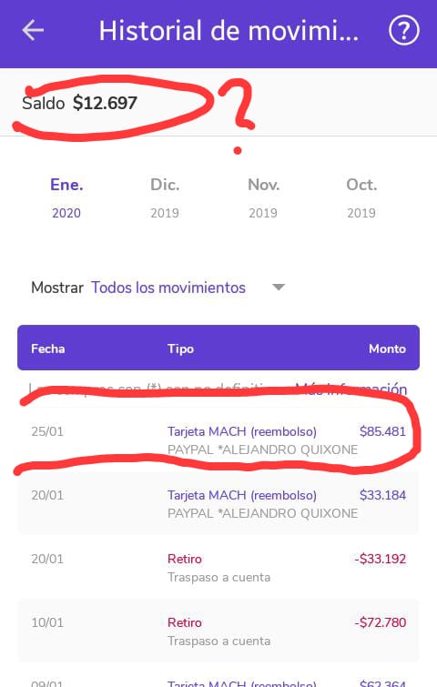 mach - transferencia incorrecta a mach