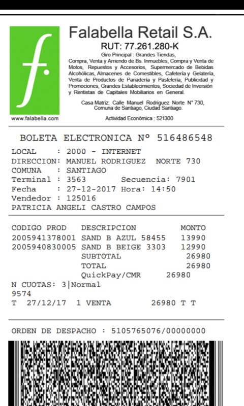 falabella talca - envio de producto herroneo