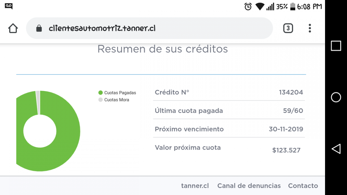 tanner servicios financieros - crédito impago siendo pago automático