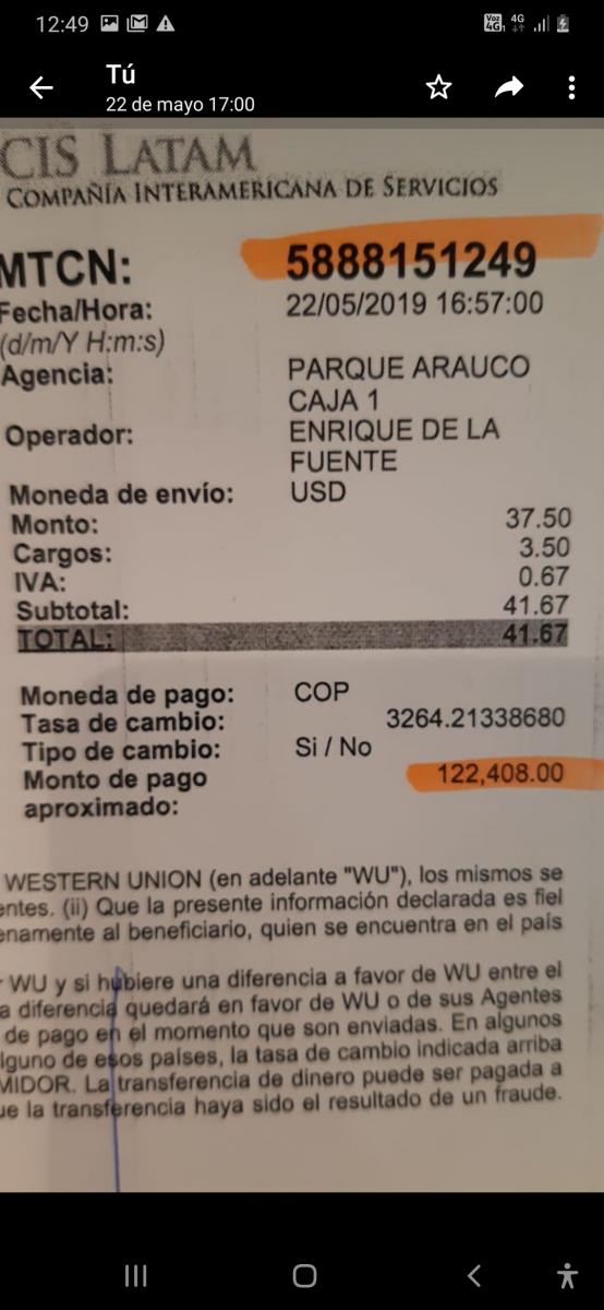Cuanto Cuesta Enviar Dinero A Colombia Por Western Union