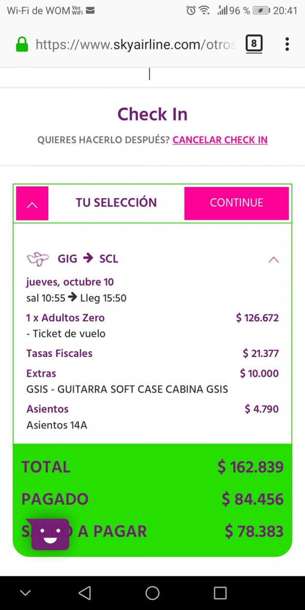 sky airline - sistema de venta online no reconoce los pagos realizados