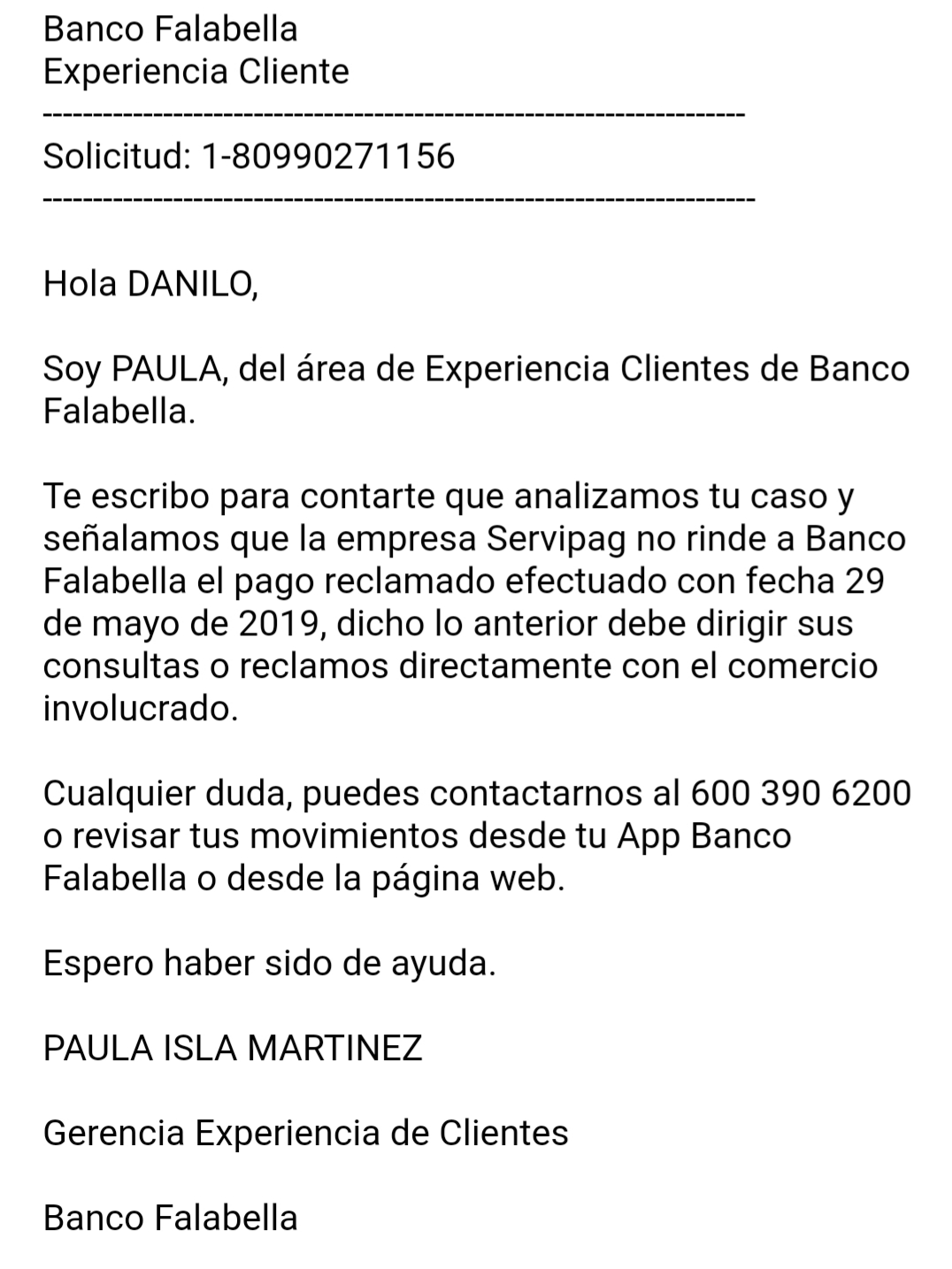 Banco Falabella, ServiEstado, DICOM, Agrosuper, CocaCola - Perjuicio a mi reputación comercial por negligencia de terceros (Banc