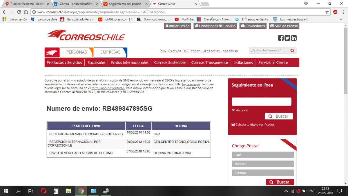 Correos De Chile Excesiva Demora En Entrega De Paquete Internacional Sin Resultado RECLAMOS.CL