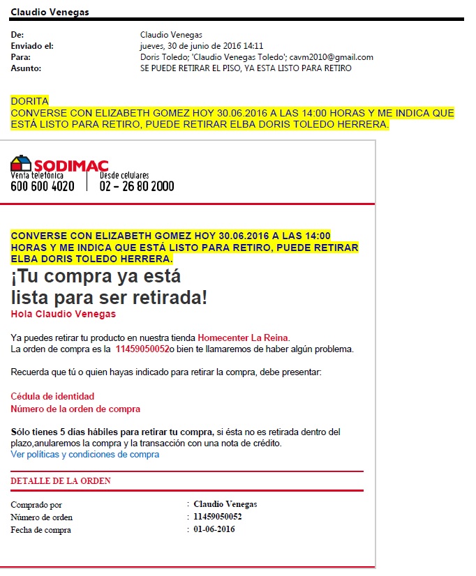 sodimac falabella - producto no disponible con pago al contado y no me han devuelto el dinero