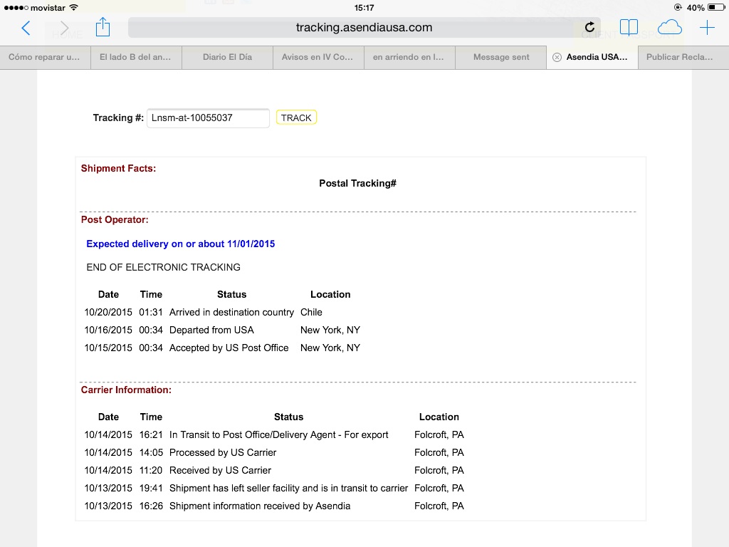 Shipment Info Received By Post Office Techieblogie Correos De Chile Paquete No Recibido Respuesta Correosdechile